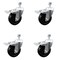 Service Caster 4 Inch SS Soft Rubber Swivel 1/2 Inch Threaded Stem Caster Set Total Lock Brake SCC-SSTSTTL20S414-SRS-121315-4 - alternate 1
